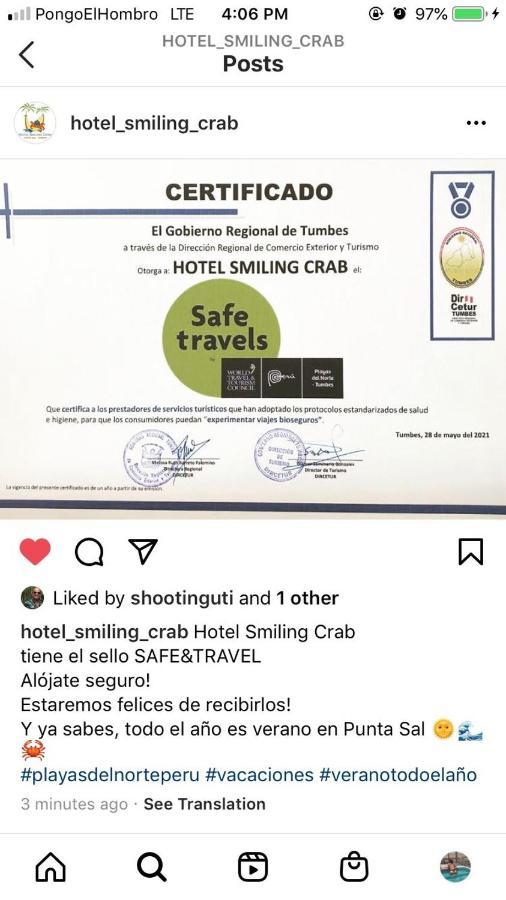 Hotel Smiling Crab Canoas de Punta Sal Zewnętrze zdjęcie
